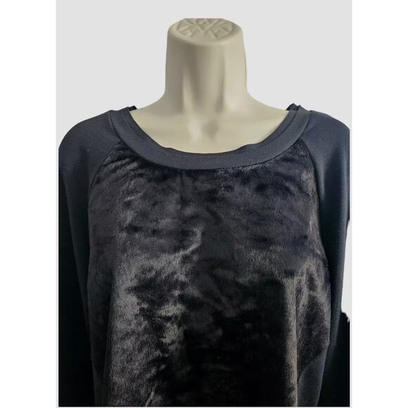 Ellie Tahari Velour Black Sweatshirt M Minimal Luxury Staple Classic Capsule - Picture 5 of 9